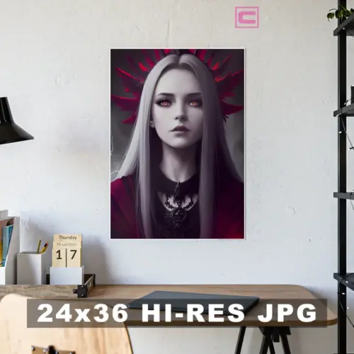 Imagen AI de Chica Gótica en el Inframundo — Ideal Para Posters, Cuadros y Más