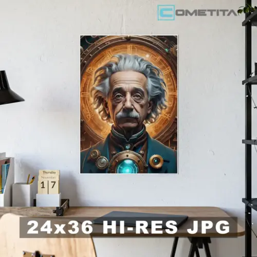 Imagen AI de Cyberpunk Einstein — Ideal Para Posters, Cuadros y Más